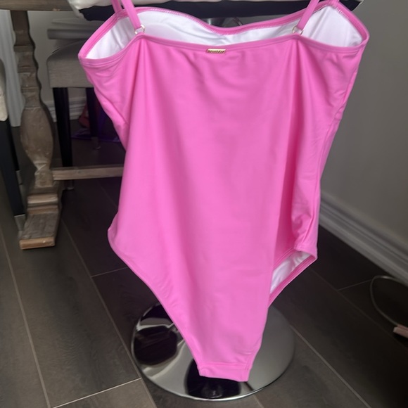 RELLECIGA Pink Bandeau One Piece Bathing Suit High Leg One Piece Swimsuit Sz XL - Picture 7 of 15